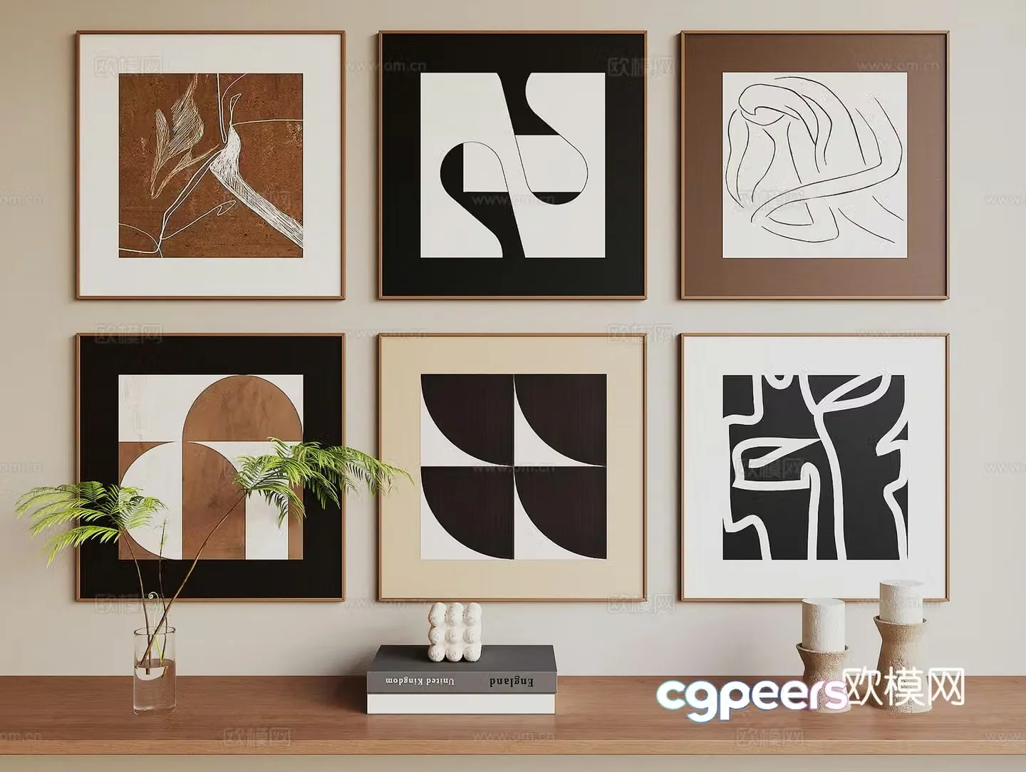 Modern abstract hanging painting 3d model