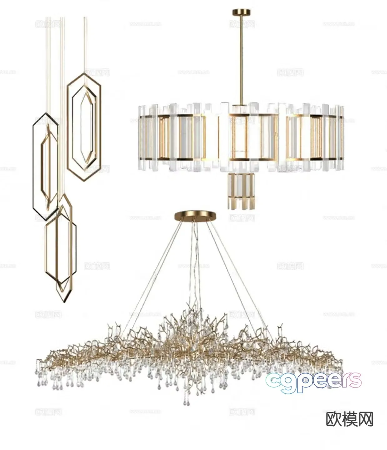 Light luxury chandelier 3d model