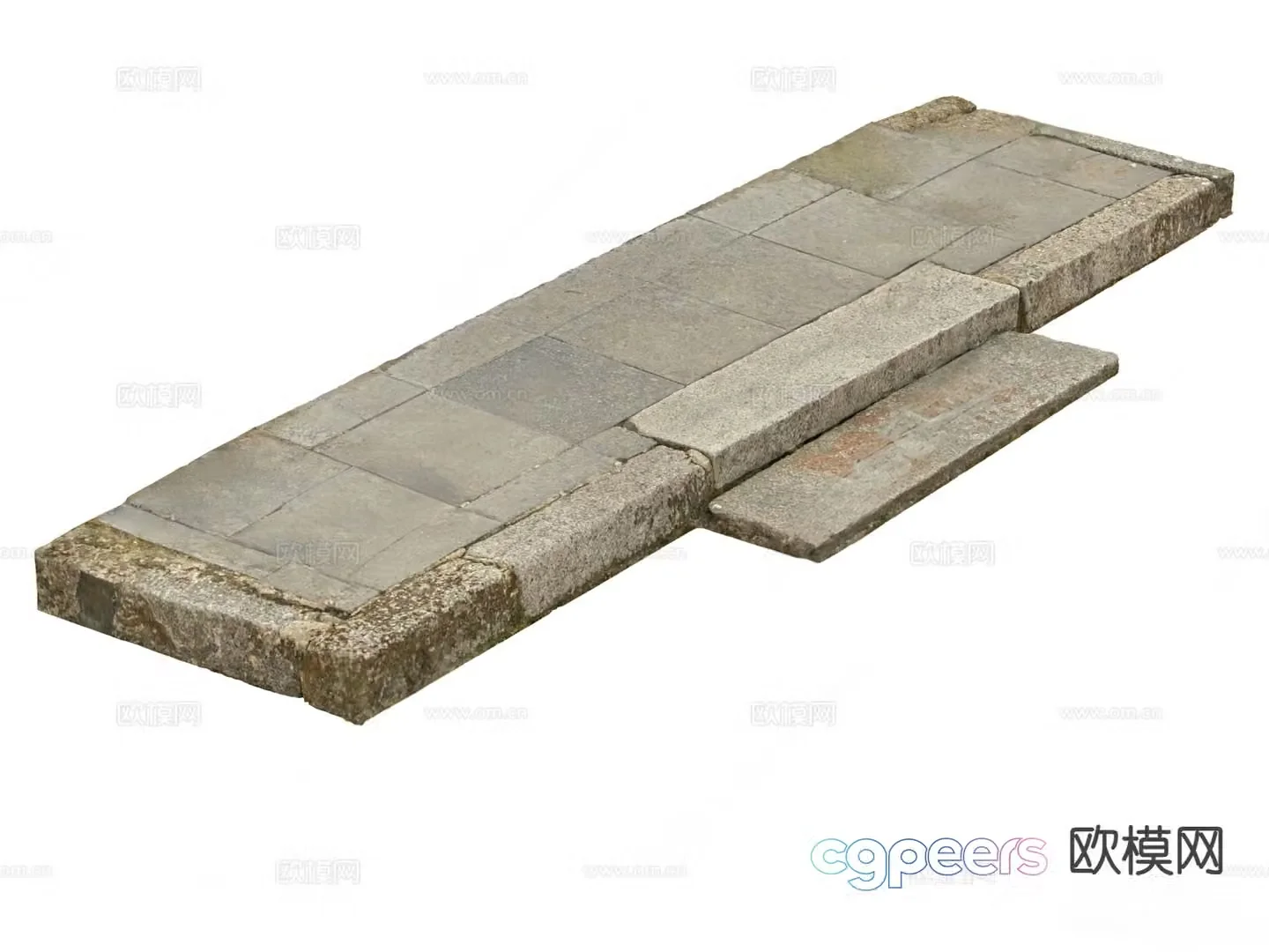 Chinese style stone steps Moss stone steps 3D model