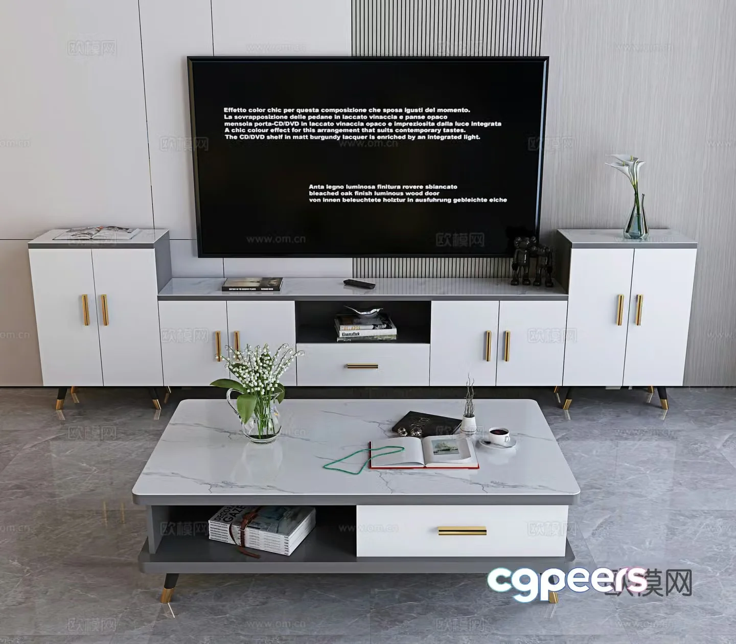 Modern TV cabinet coffee table 3d model