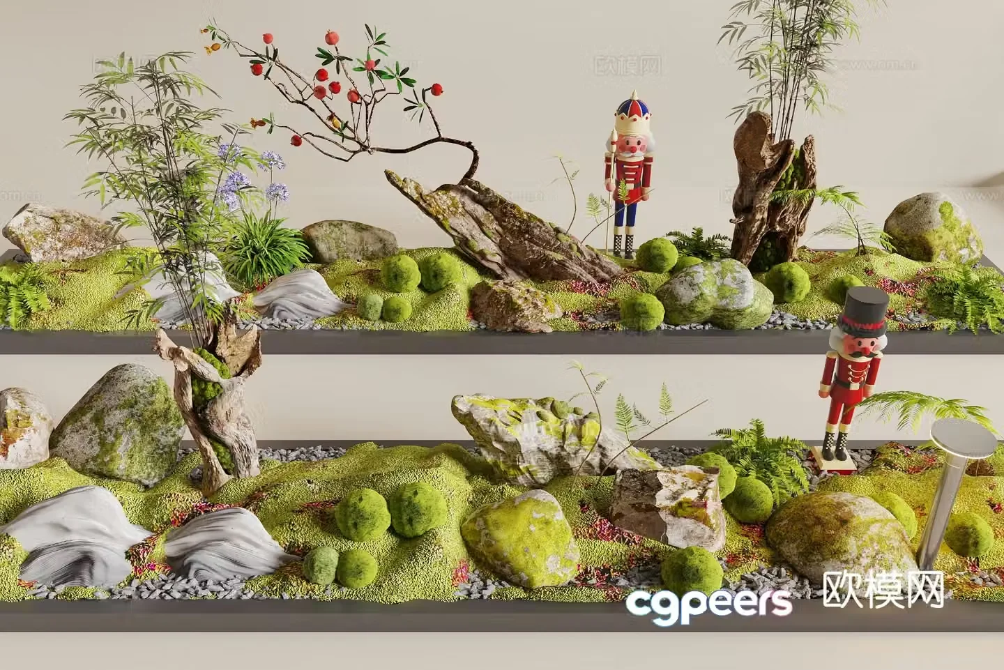 Modern moss landscaping green plant landscape 3D model