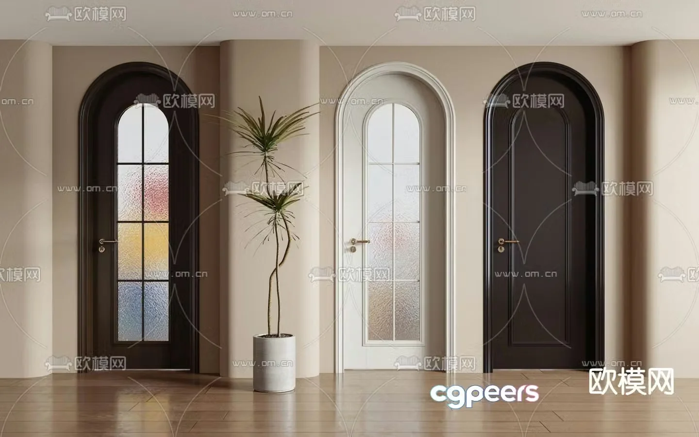 French swing door Single open door Bathroom door 3D model