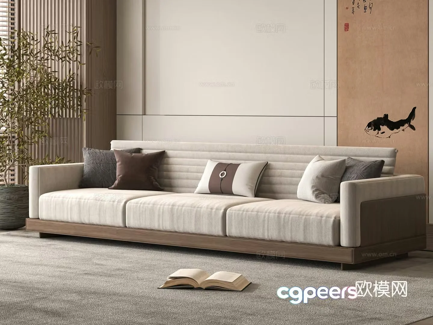 Medieval style three-person sofa 3D model