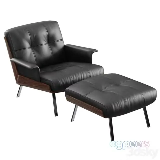 3ds Max Free – Minotti Daiki leather armchair