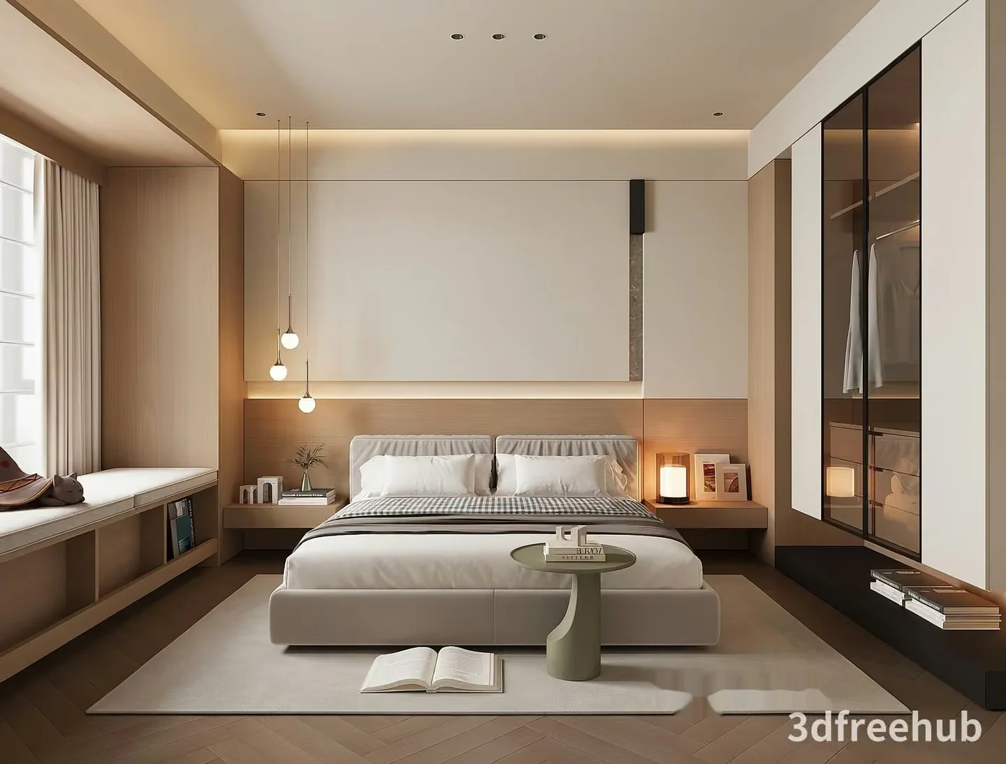 Cozy Modern Bedroom 3D Model – 21197 – VRAY Render