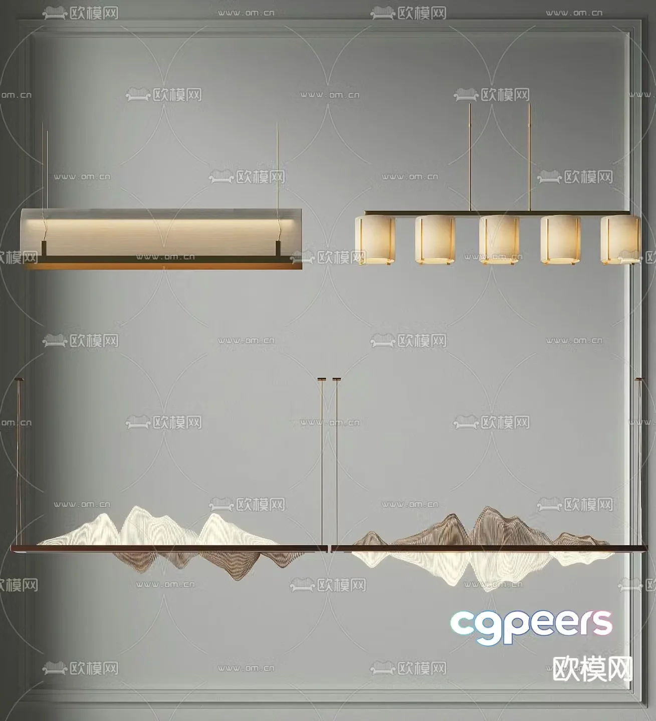 New Chinese style chandelier mountain chandelier 3d model