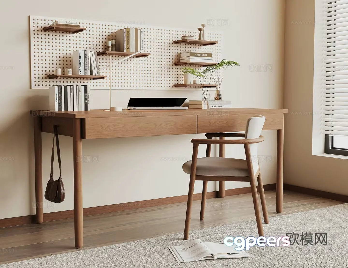 Modern desk and chair 3d model