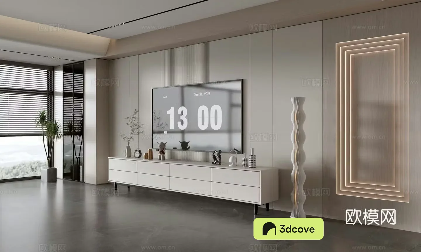 Modern simple living room light luxury TV background wall full wall TV cabinet wooden veneer background wall