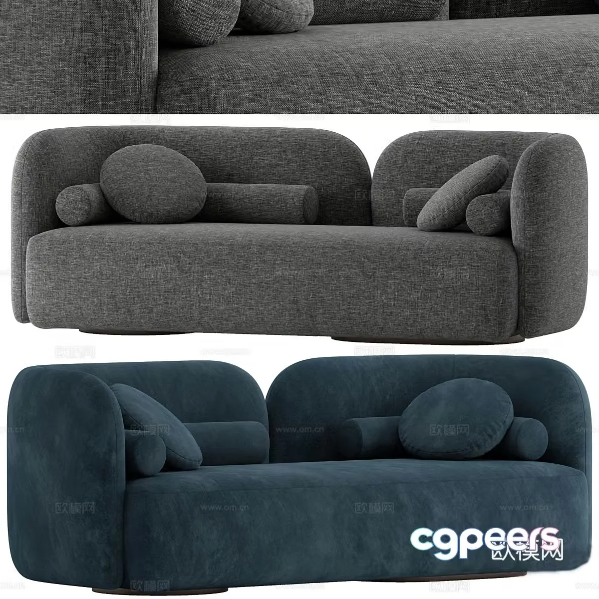Modern fabric sofa double sofa 3d model