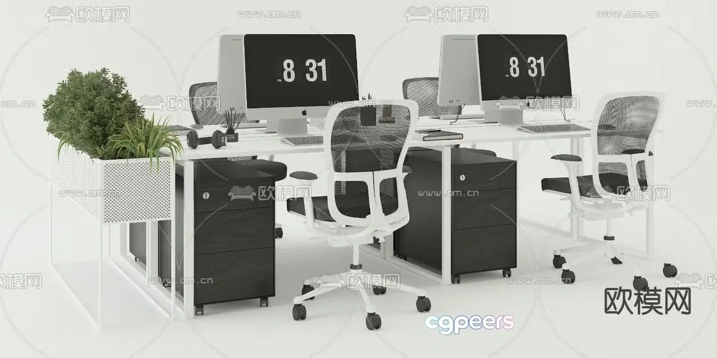 Card space desk workstation 3d model