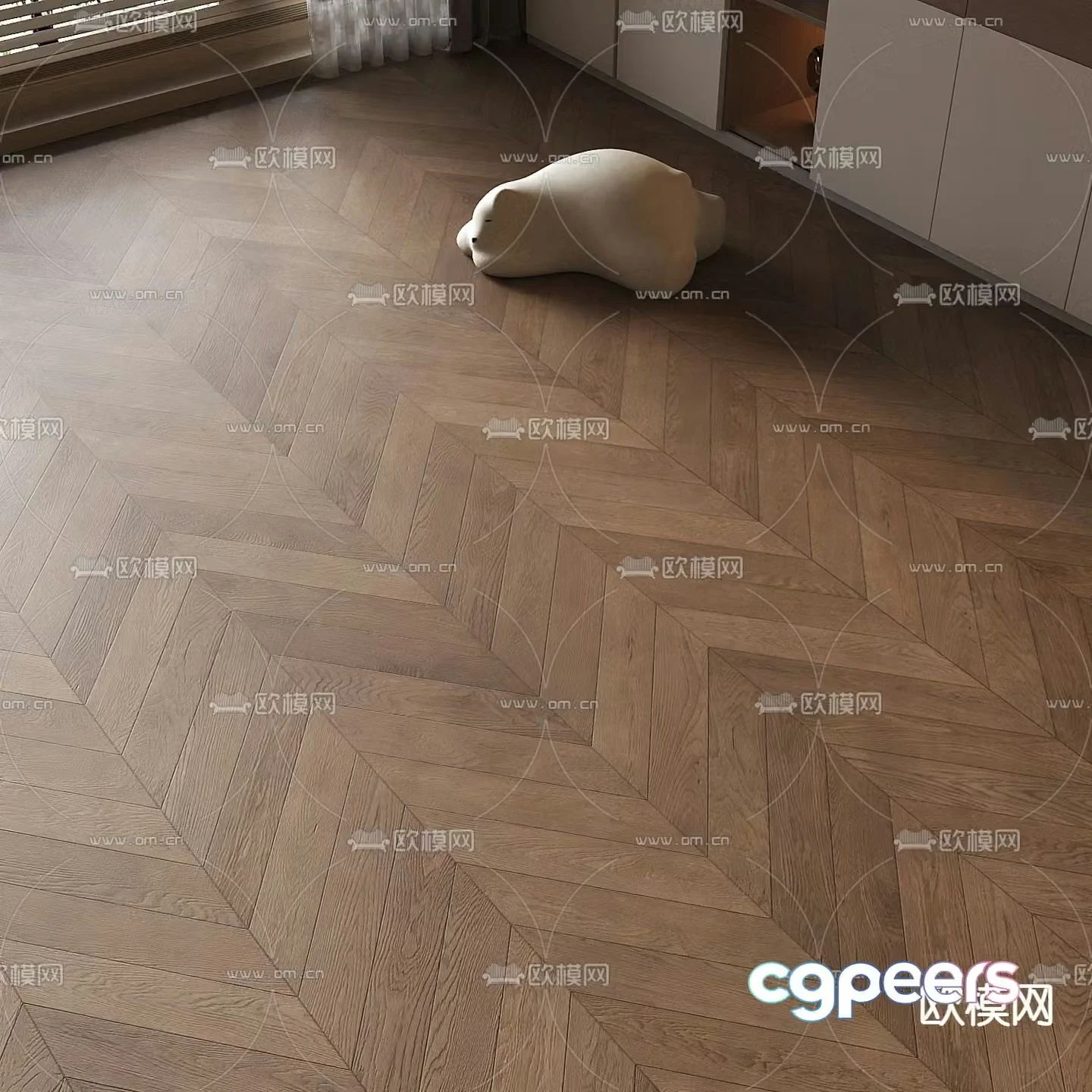 Log style wooden floor 3d model