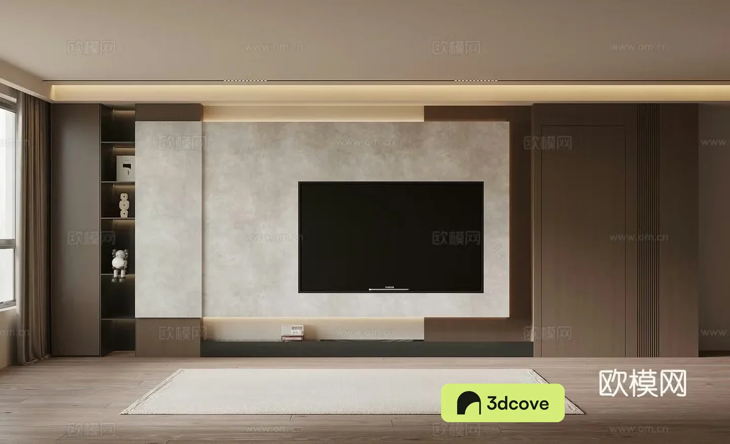 Italian minimalist TV background wall TV cabinet