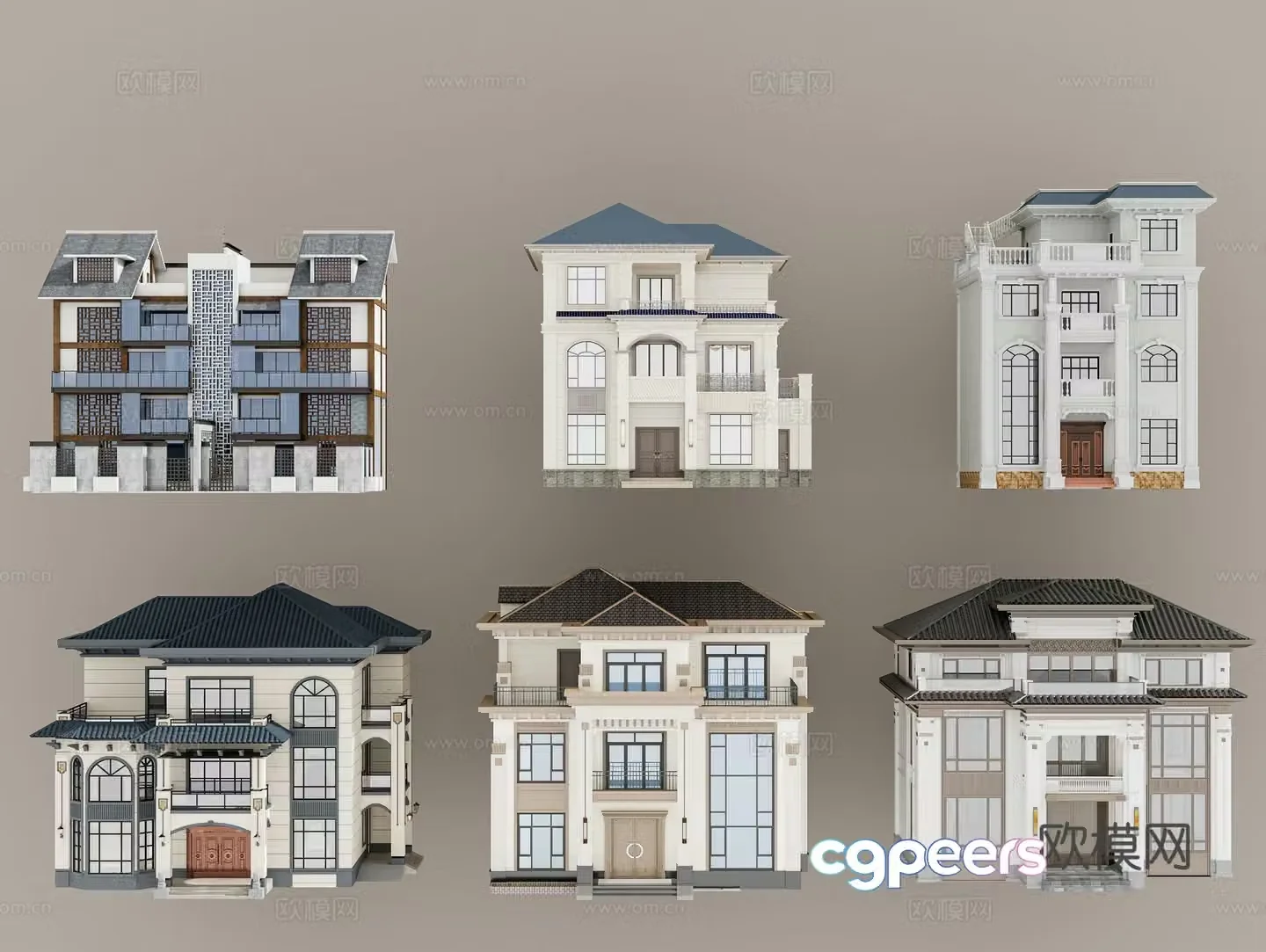 New Chinese-style villa appearance 3D model