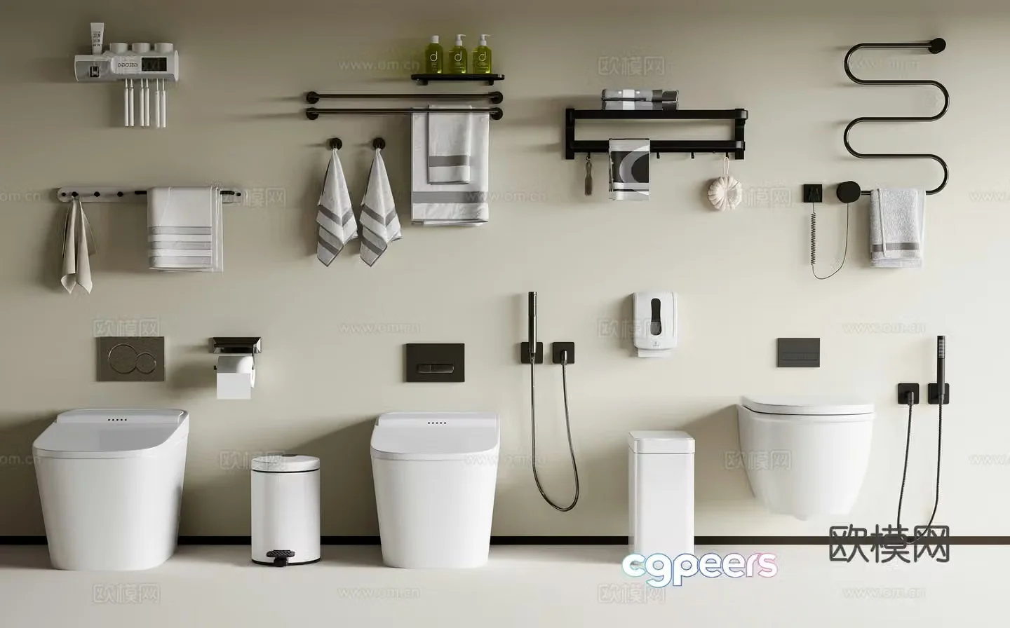 Bathroom equipment combination Toilet combination Towel rack Bathroom storage rack Bathroom equipment combination 3D model