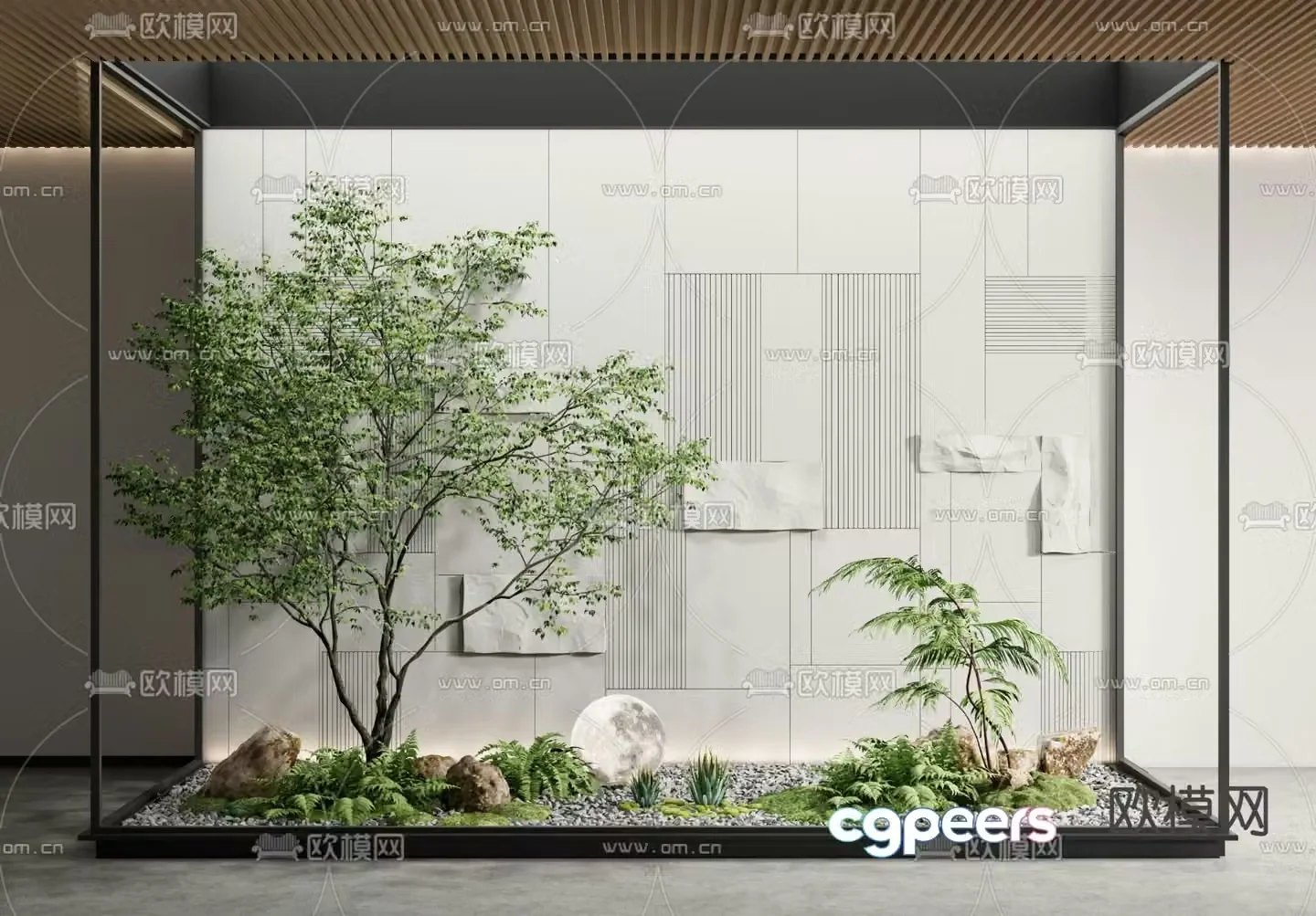Indoor landscape plant pile 3d model