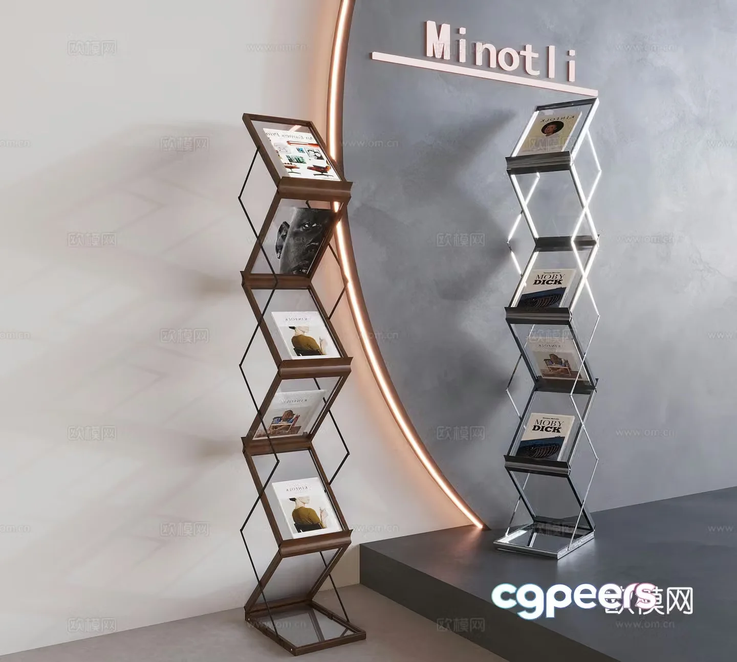 Middle-aged floor-standing bookshelf folding magazine rack newspaper rack storage storage display rack 3D model