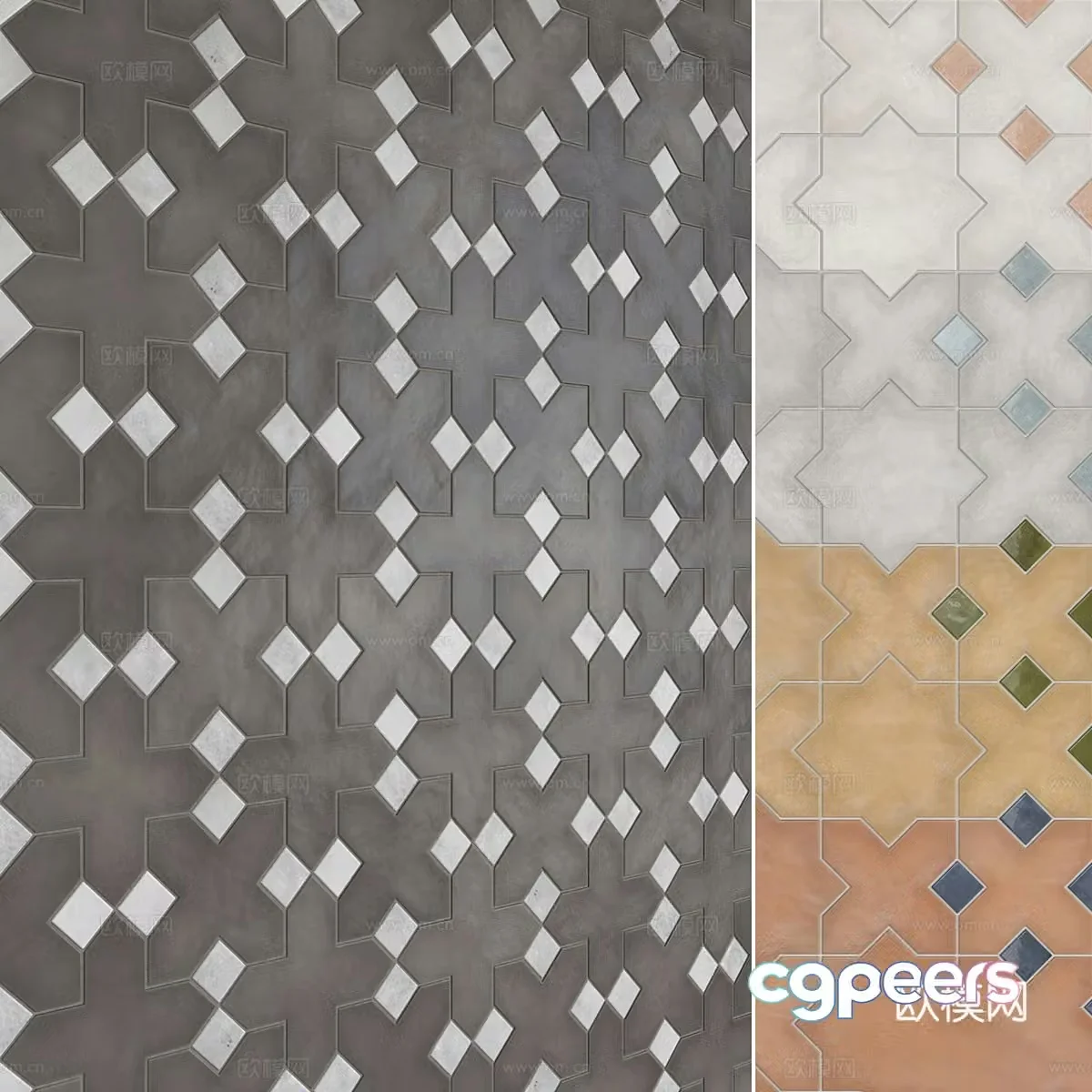 Ceramic tiles Flower tiles Antique tiles 3D model