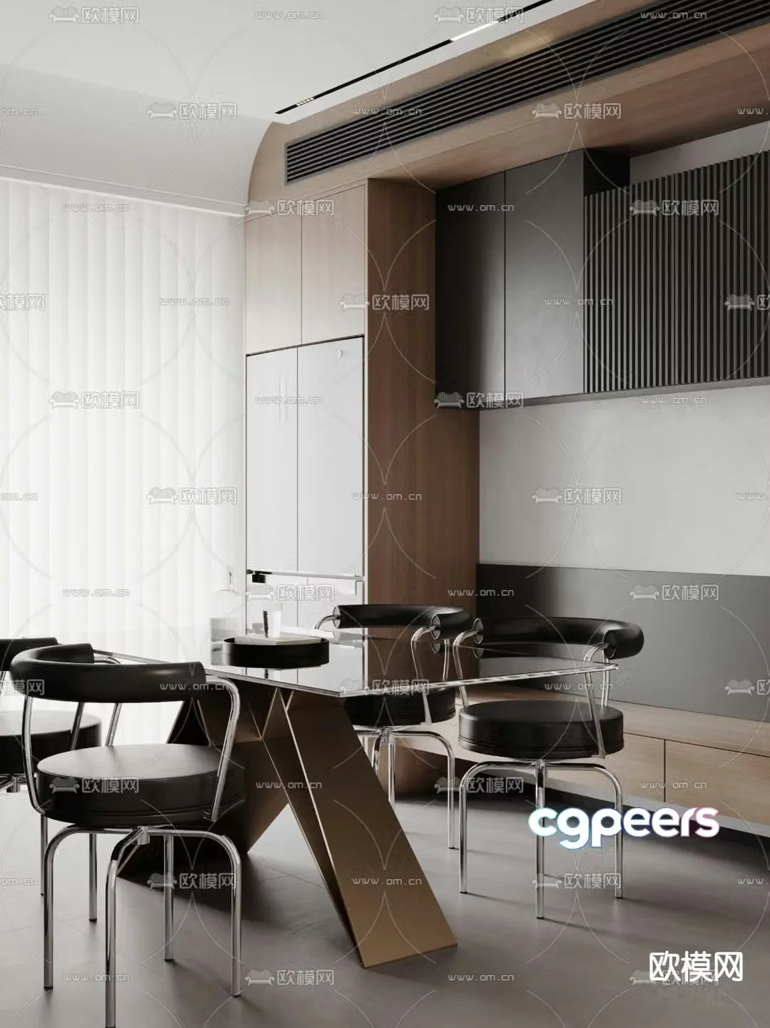 Rectangular dining table and chairs 3d model