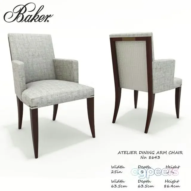 3ds Max Free – Baker Atelier dining arm chair No.8643