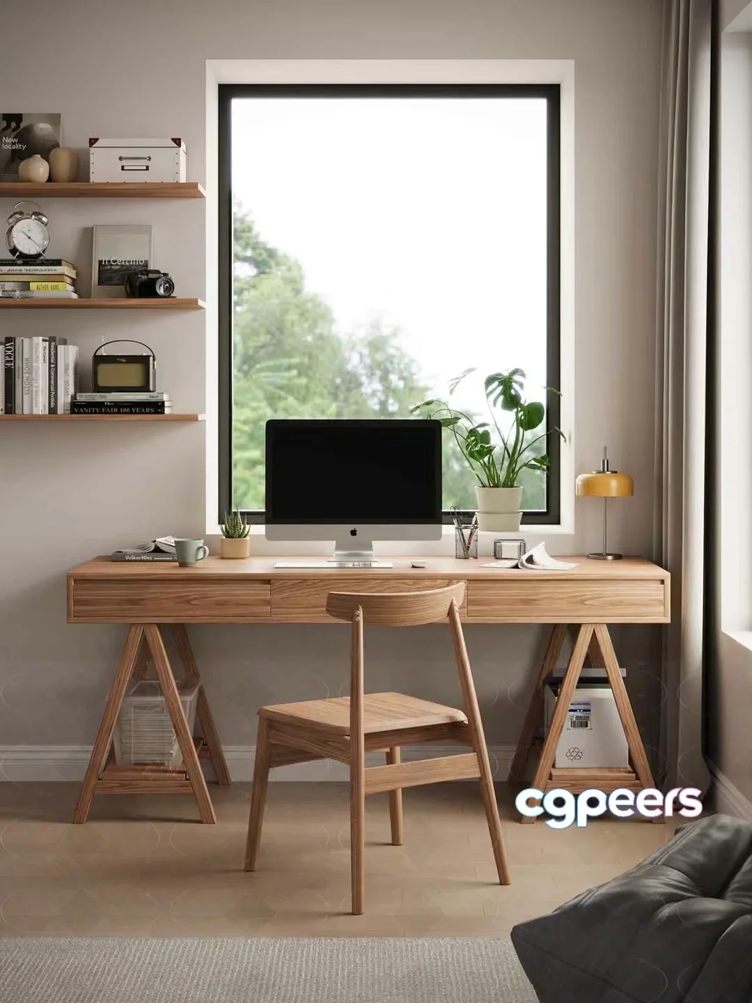 Modern Wooden Desk 3D Model – 10413 – VRAY Render