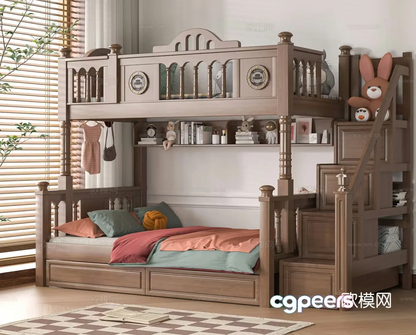 Modern solid wood 3D model