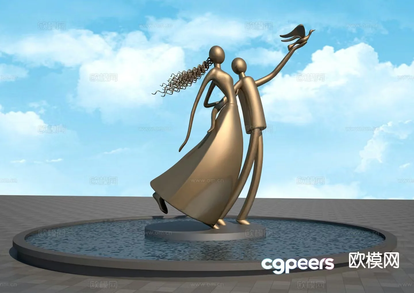 Love landscape sculpture couple sculpture 3d model
