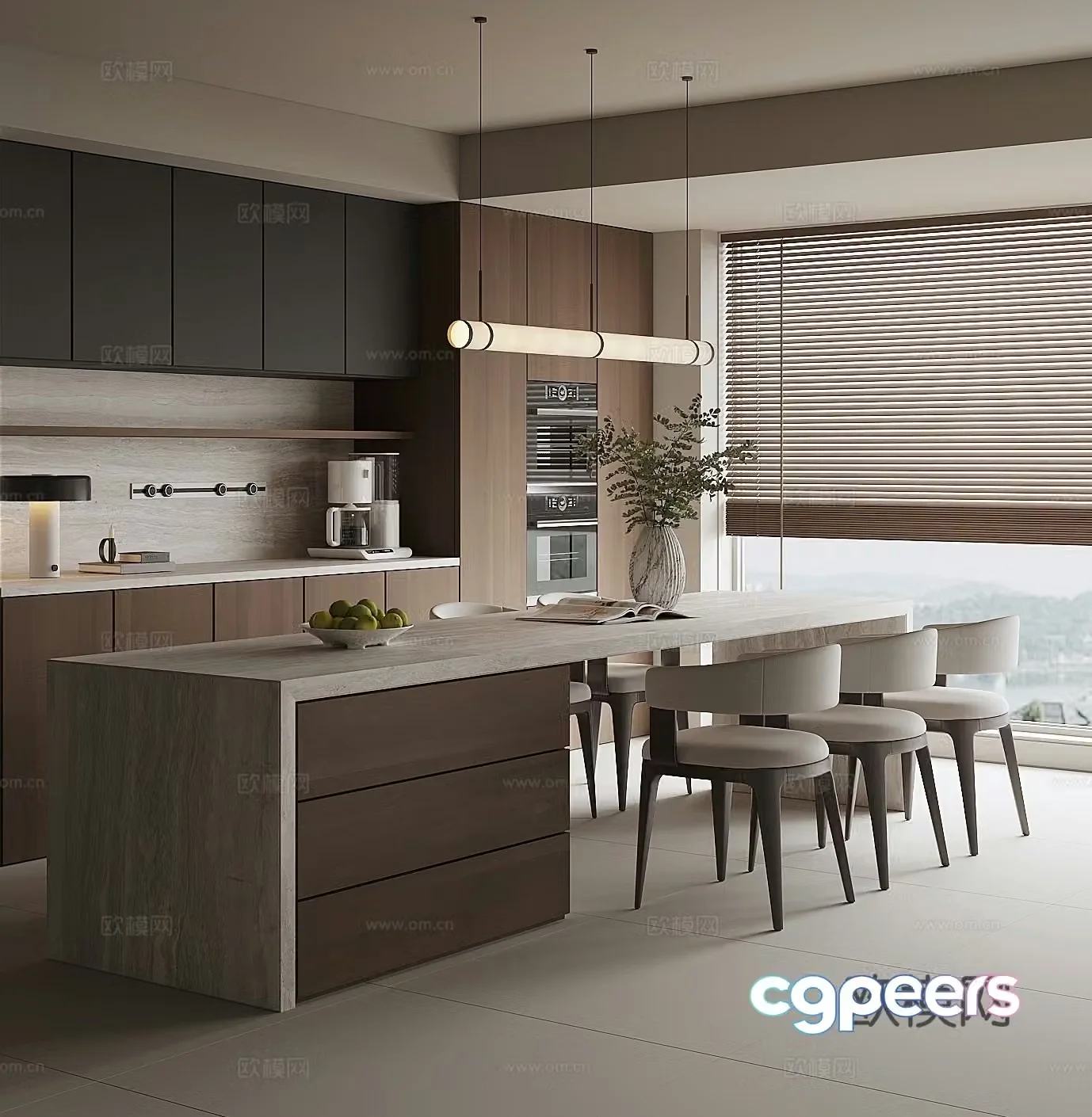 Modern island restaurant 3d model