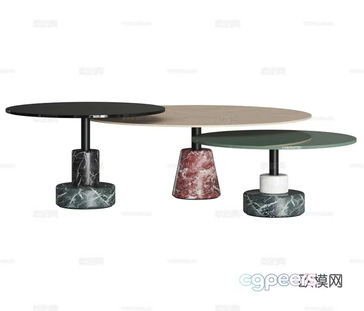 Coffee table combination Marble coffee table round table side table stone side table 3D model
