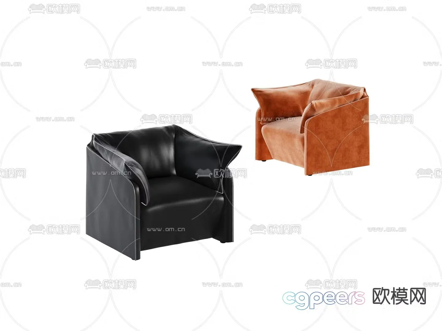 Cassina leather single sofa 3d model