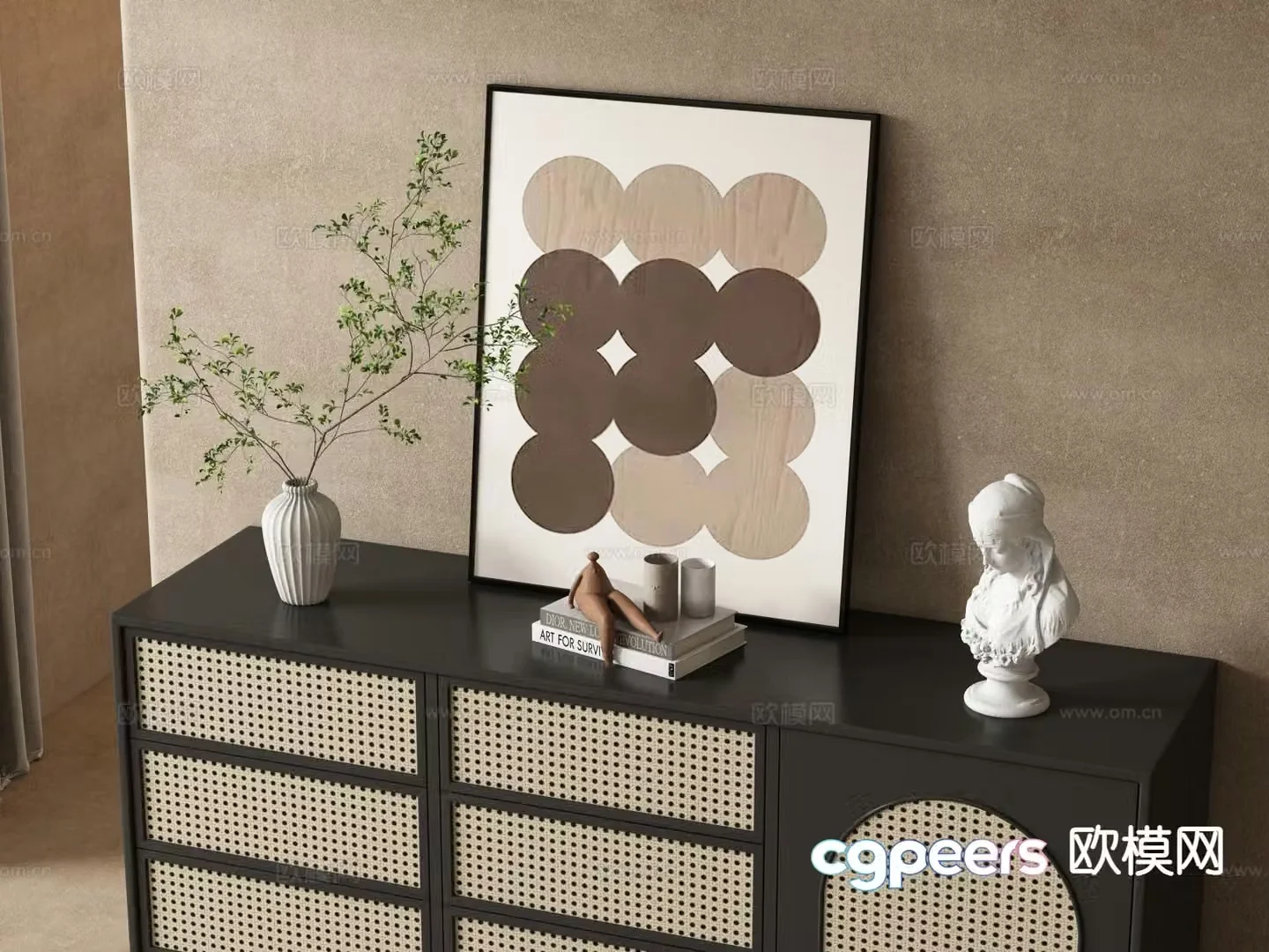 Medieval style decorations ornaments vases paintings 3D model