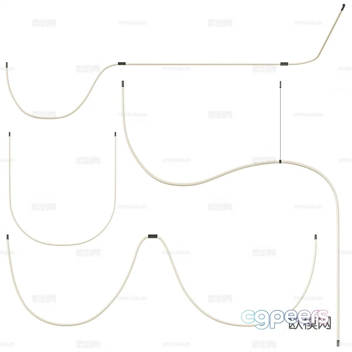 Modern Italian minimalist linear chandelier 3d model