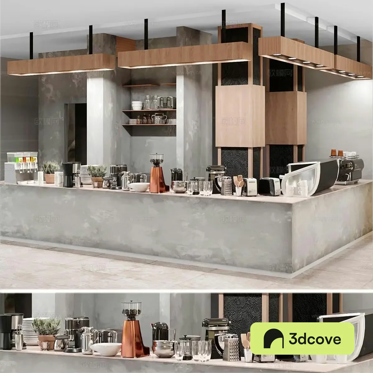 Modern concrete coffee bar
