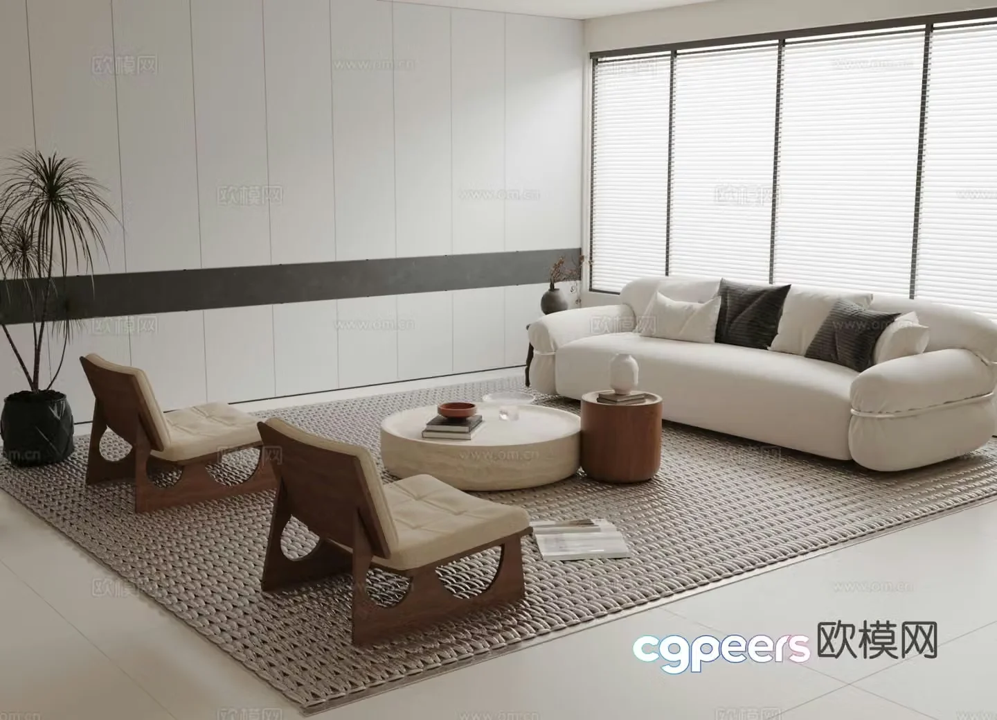 Cream style modular sofa 3d model