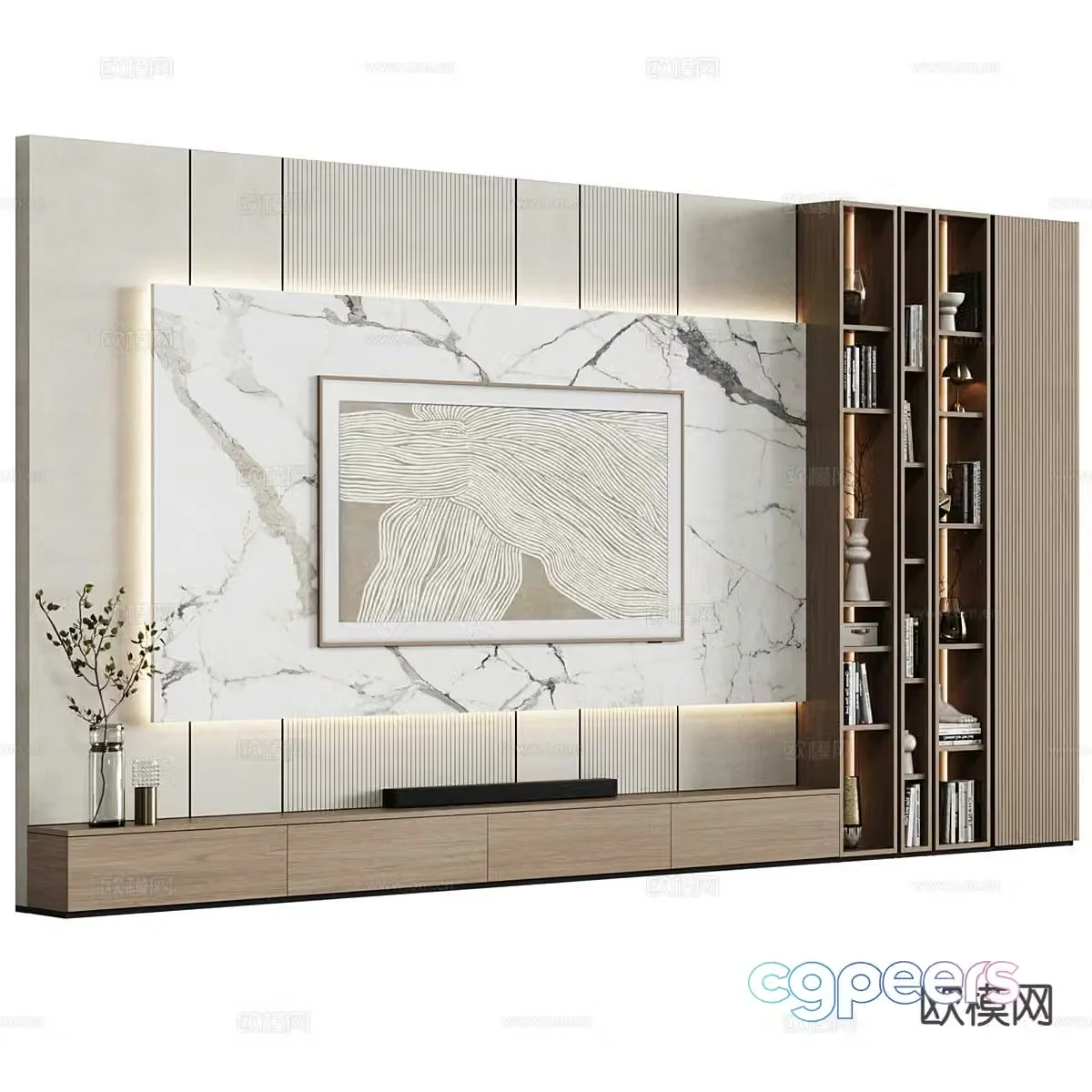 Modern TV background wall 3d model