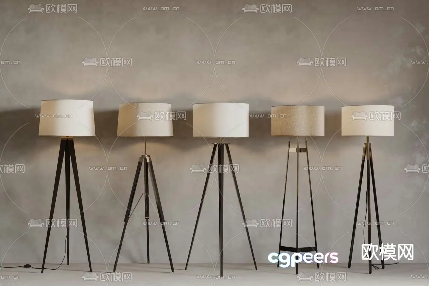 Wabi-sabi floor lamp tripod floor lamp 3d model
