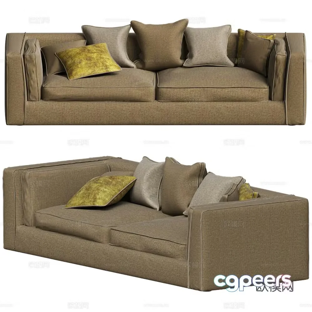 3d model of double sofa