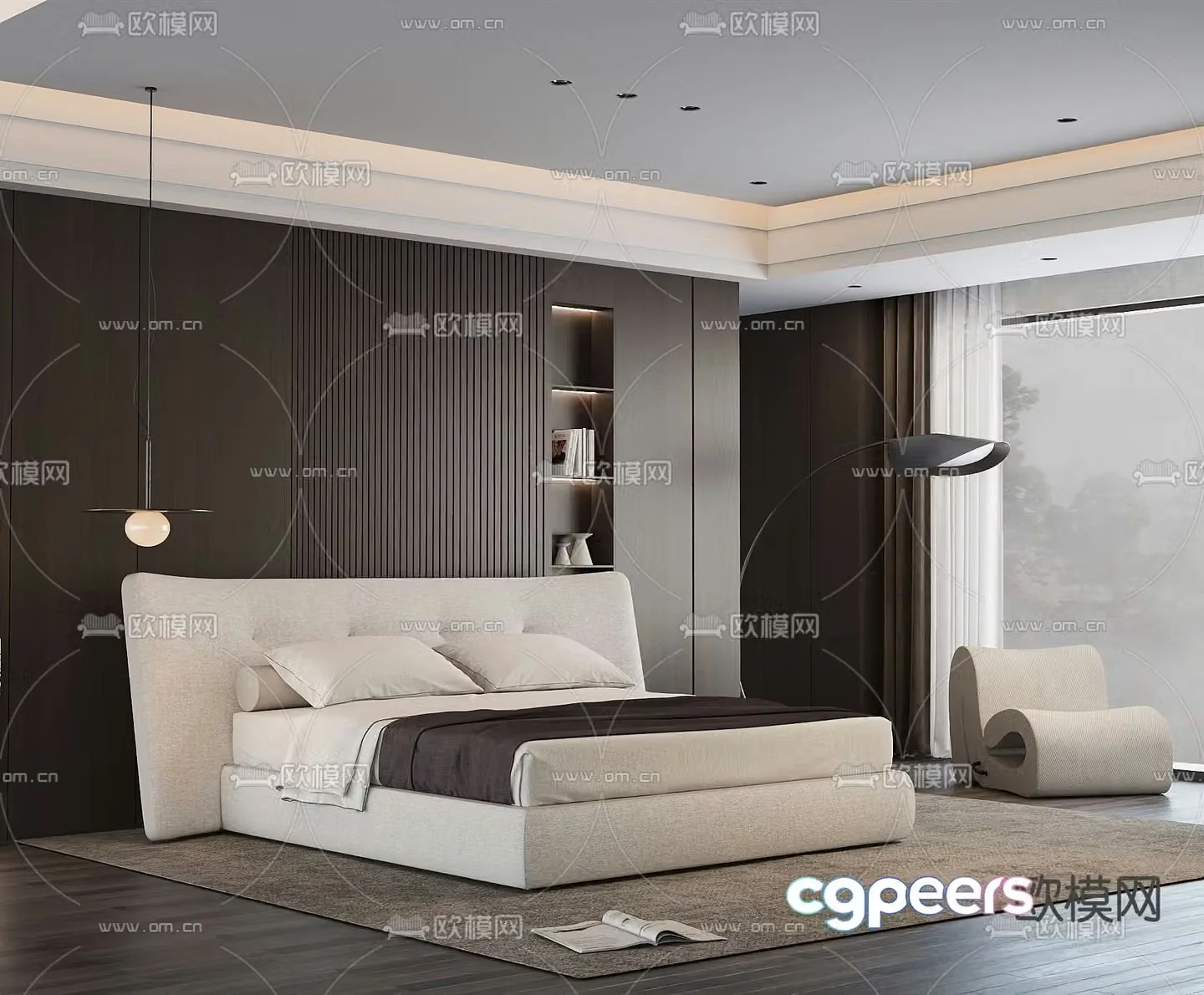 Italian double bed 3d model