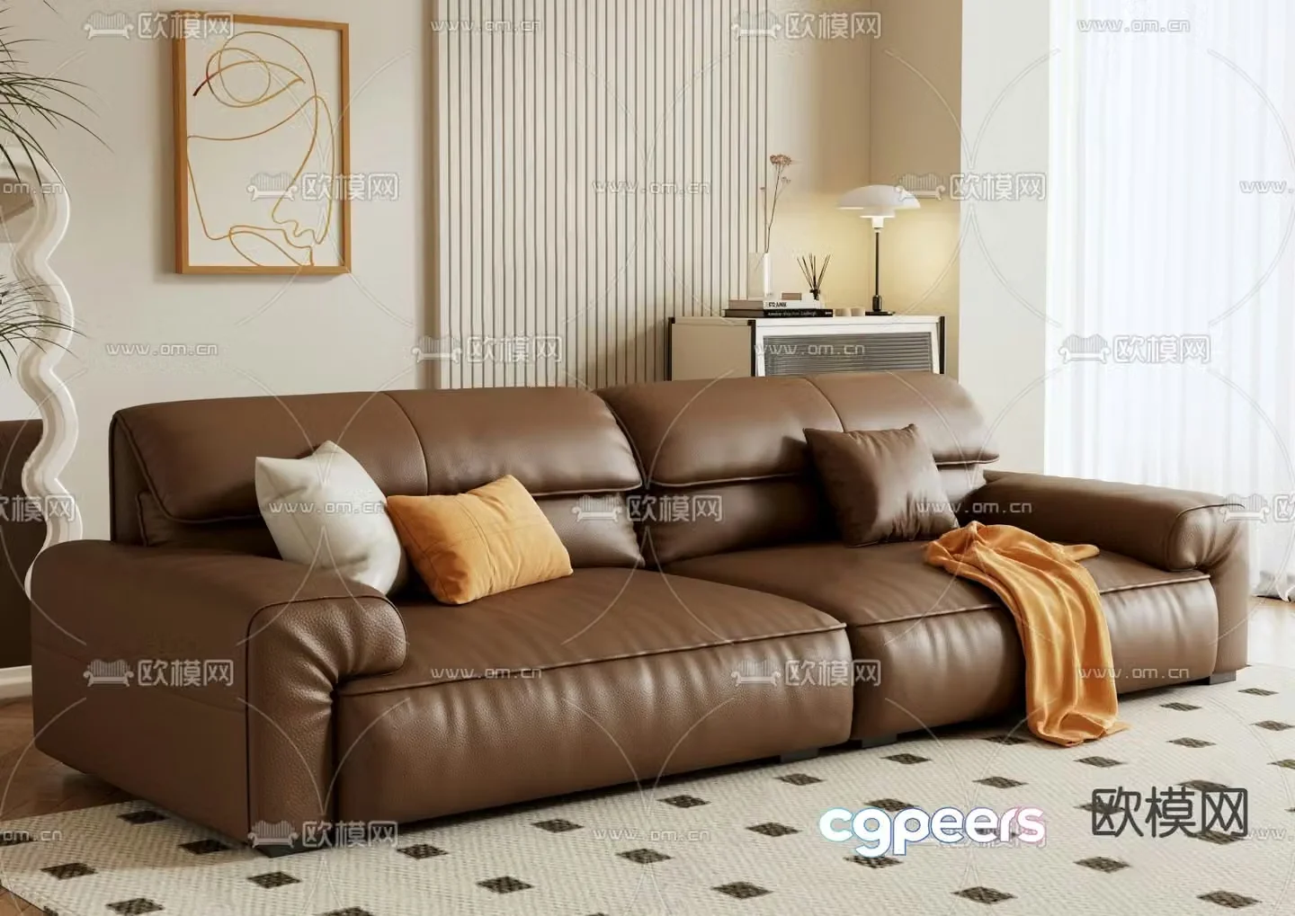 American double sofa 3d model