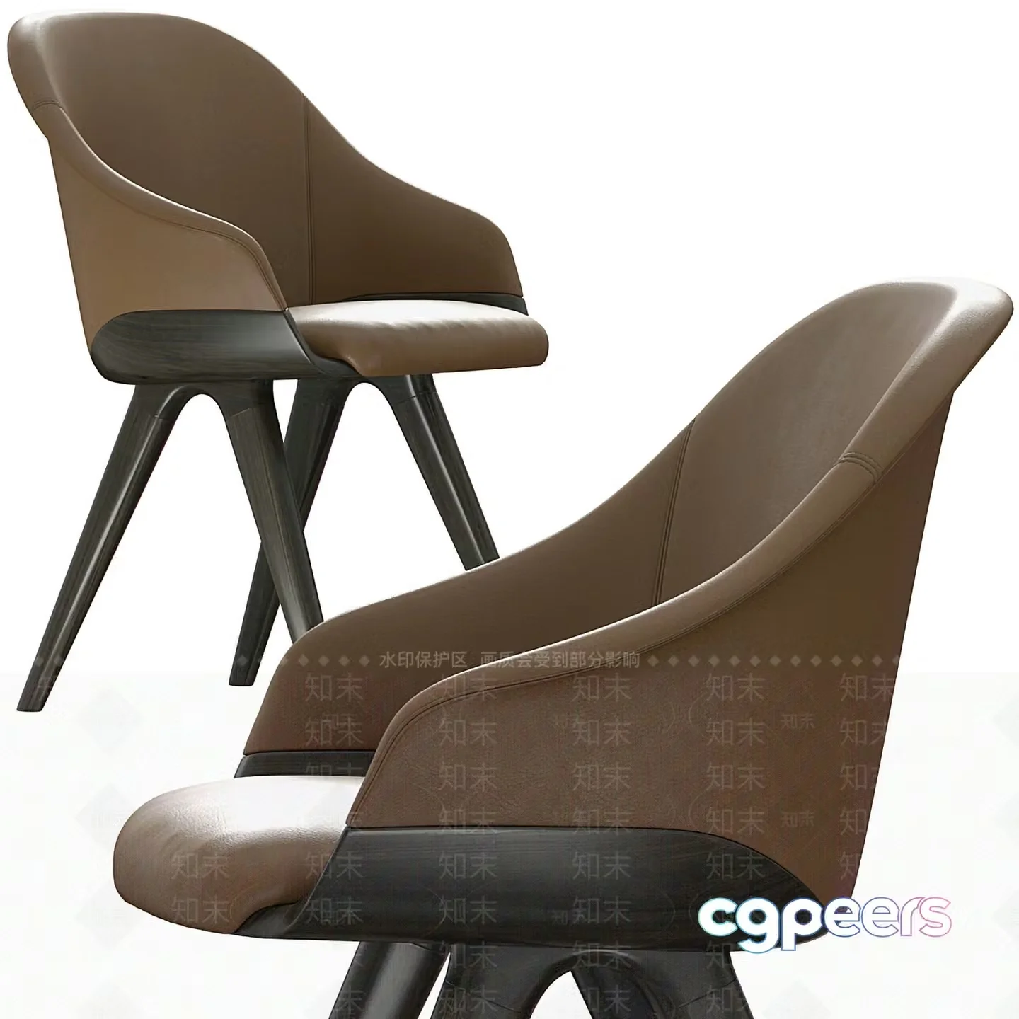 Modern Brown Chairs 3D Model – 1701 – VRAY Render