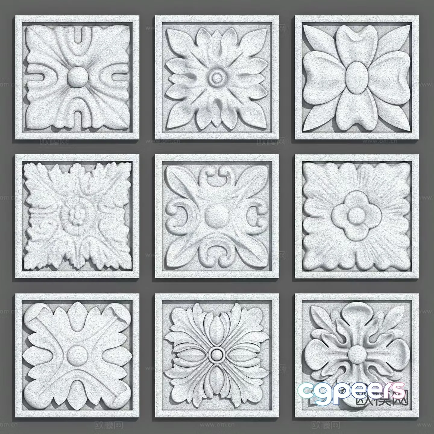 European relief hanging flower star anise flower sun flower carving 3d model