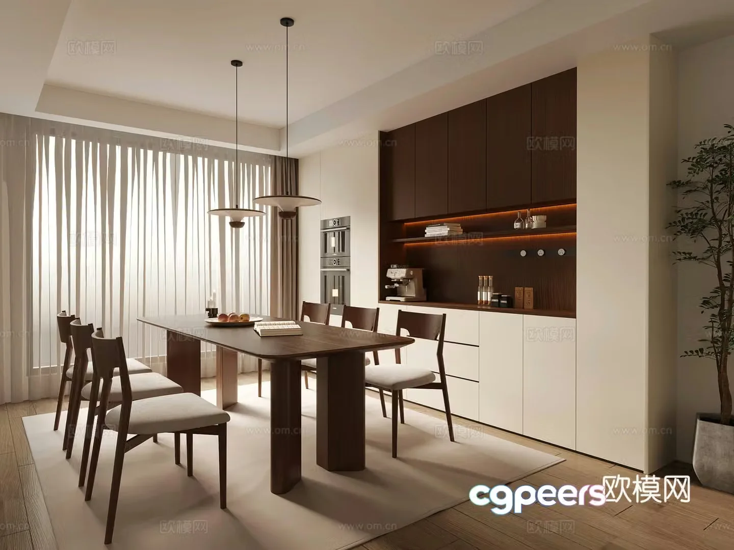 10 modern medieval restaurant wine cabinet dining table and chair 3D model