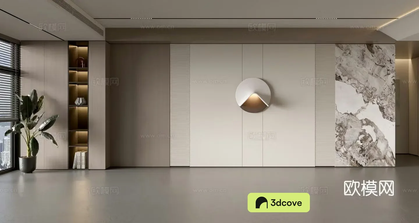 Modern Italian sofa background wall modern ornament balcony cabinet living room cabinet wood veneer background wall