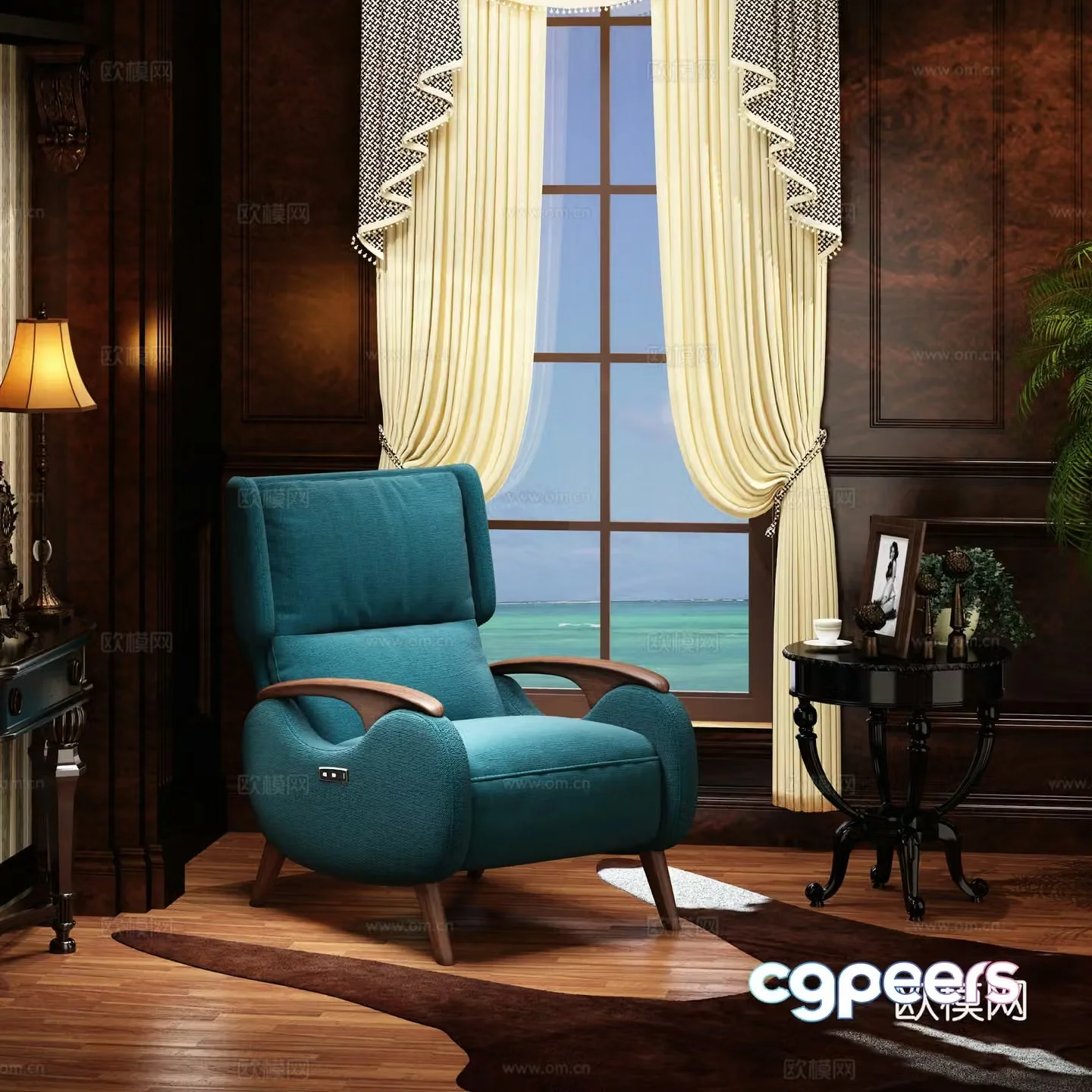 American massage chair European sofa chair functional chair wooden fanyou product solid wood sofa 3d model