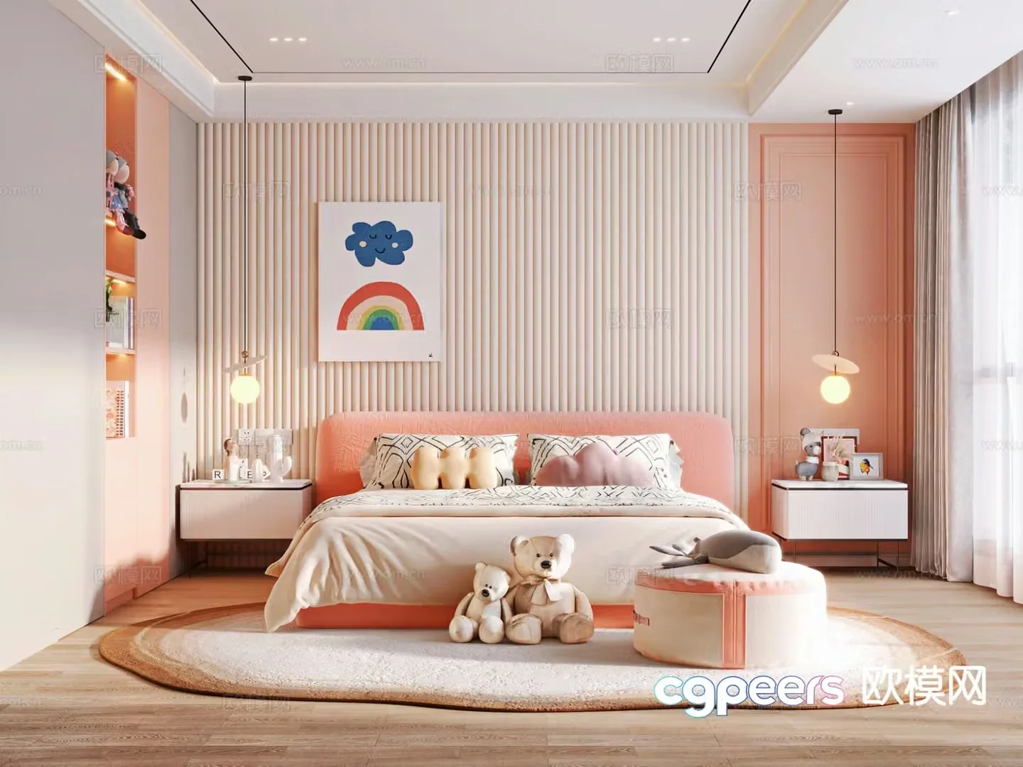 Cream style children’s room girl’s room 3d model