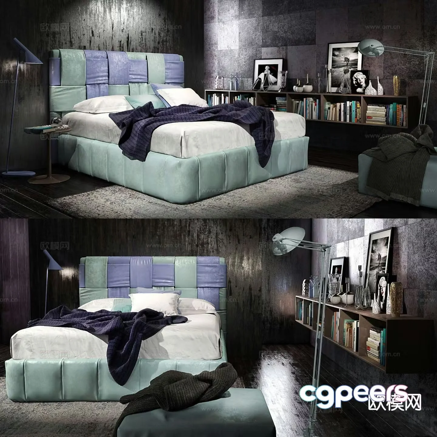 Modern double bed 3d model