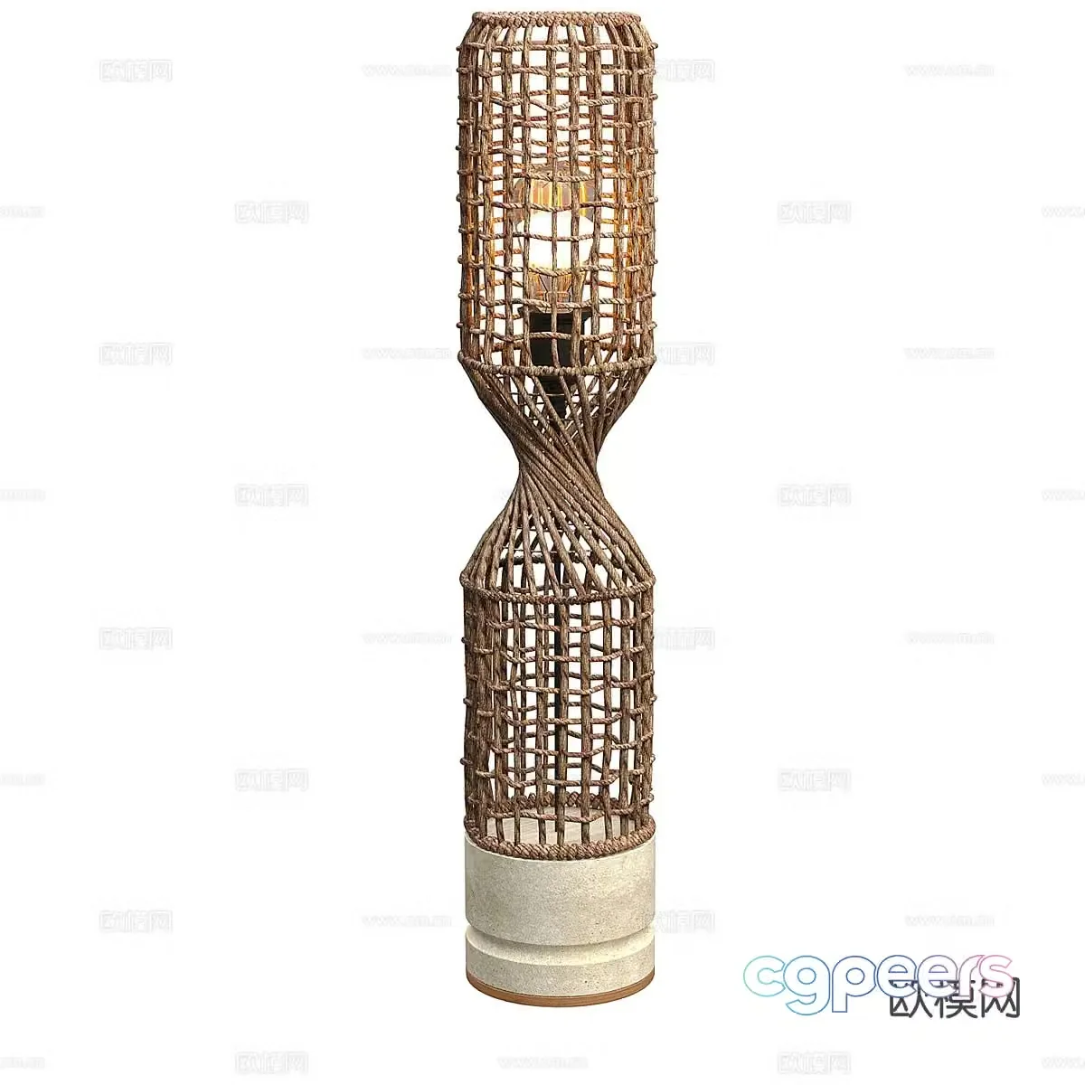 Nordic rattan floor lamp 3d model