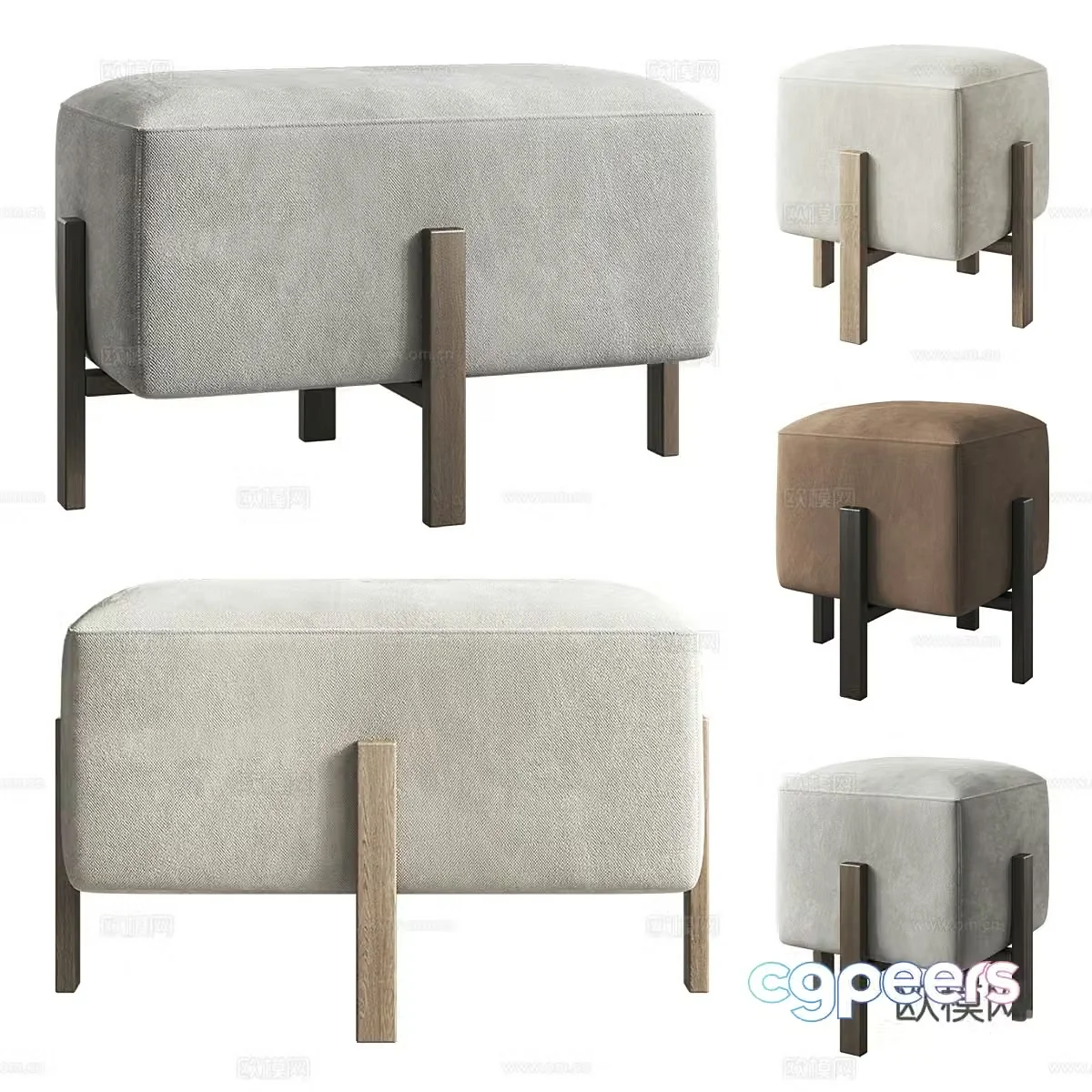 New Chinese style fabric stool 3D model