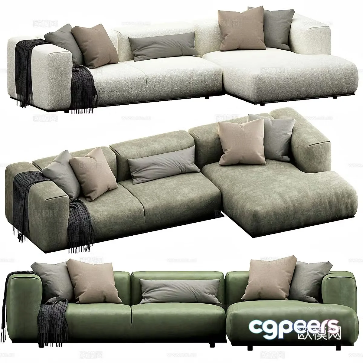 Modern fabric sofa corner sofa 3d model