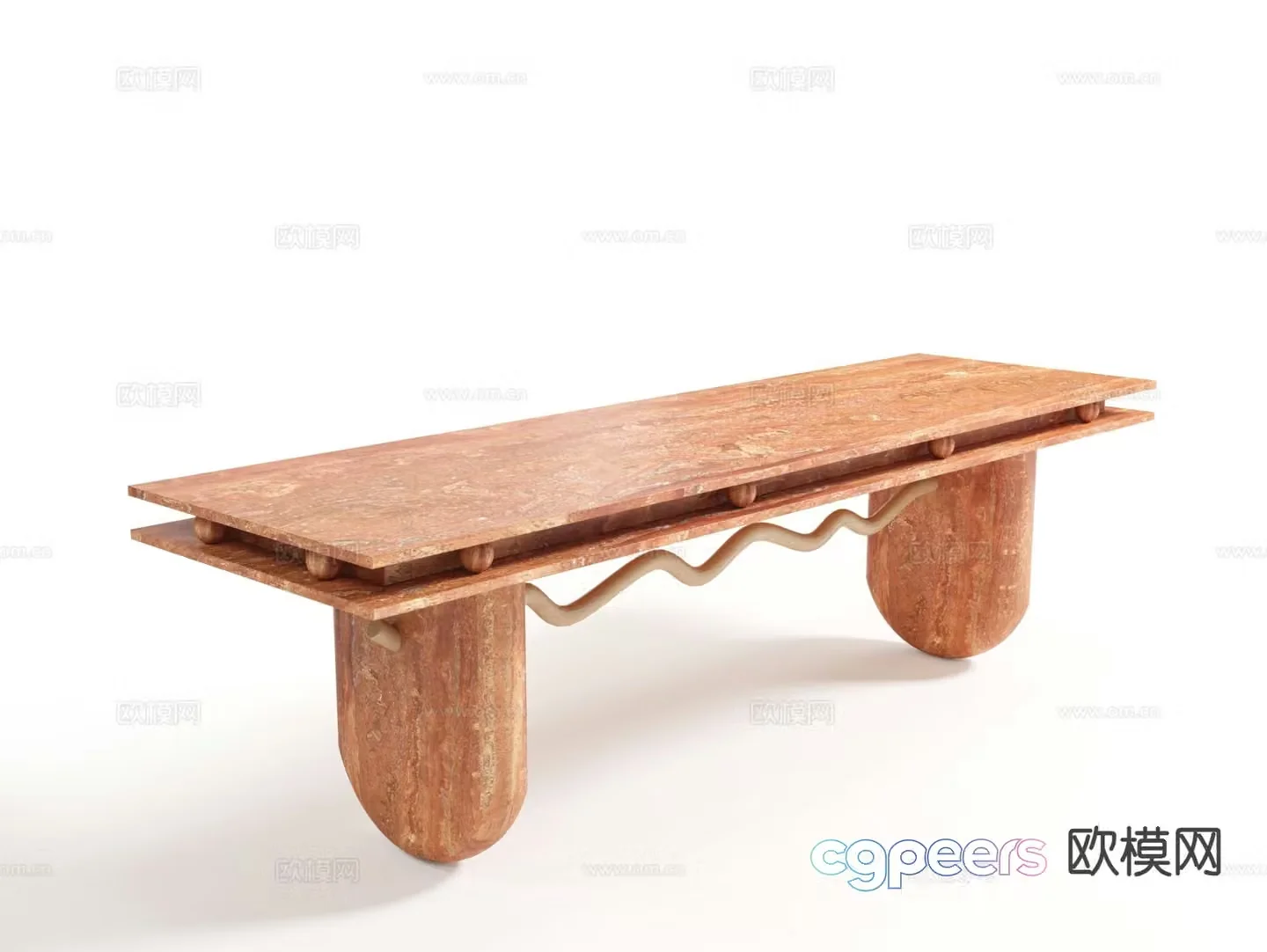 Wabi-sabi dining table large table 3d model