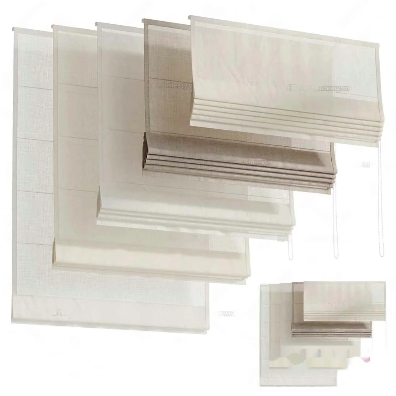 White Roman Shades 3D Model – 8239 – CORONA Render